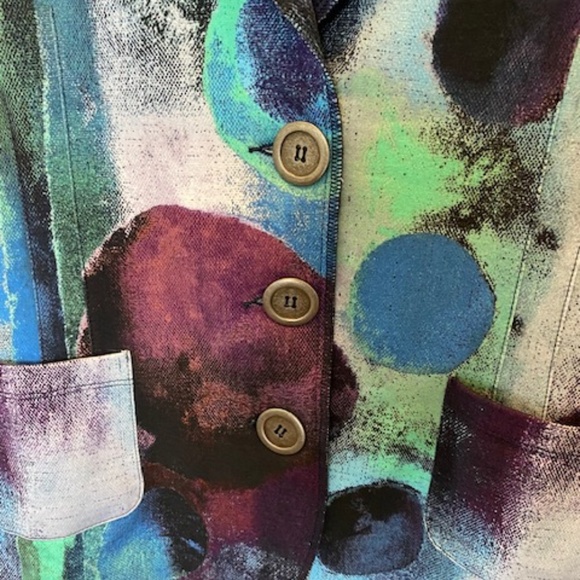 Simply Art by Dolcezza sz S blazer jacket mid-length multicolour blues - Picture 9 of 16